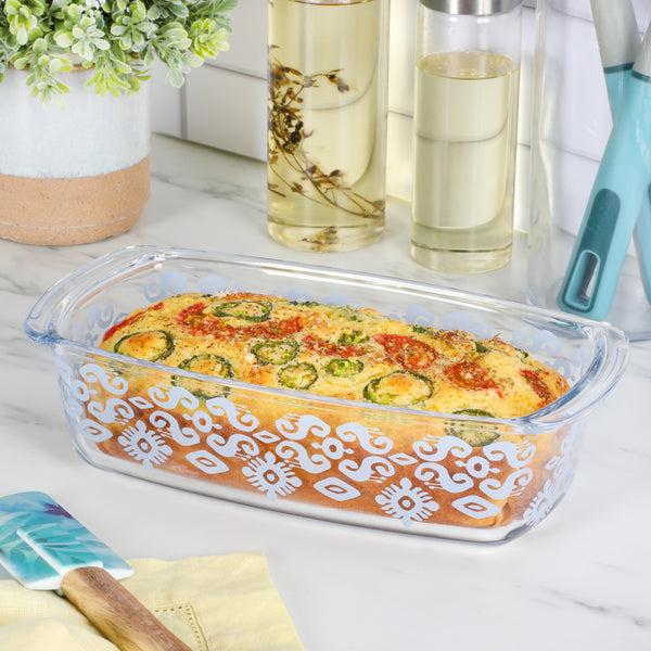 Gibson Home Spice By Tia Mowry Spicy Cloves 1.6-Quart Loaf Pan Oven Dishwasher And Microwave Safe Borosilicate Glass Bakeware