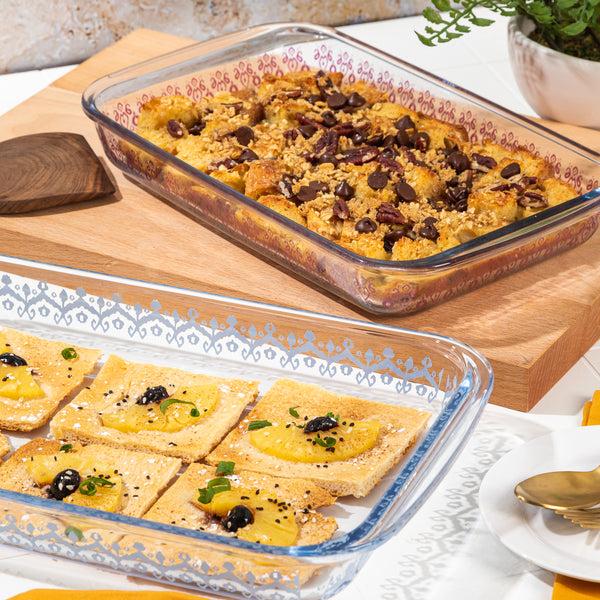 Gibson Home Spice By Tia Mowry Spicy Cloves 2-Pack 3.1-Quart And 2.3-Quart Oven Dishwasher And Microwave Safe Borosilicate Glass Bakeware Set