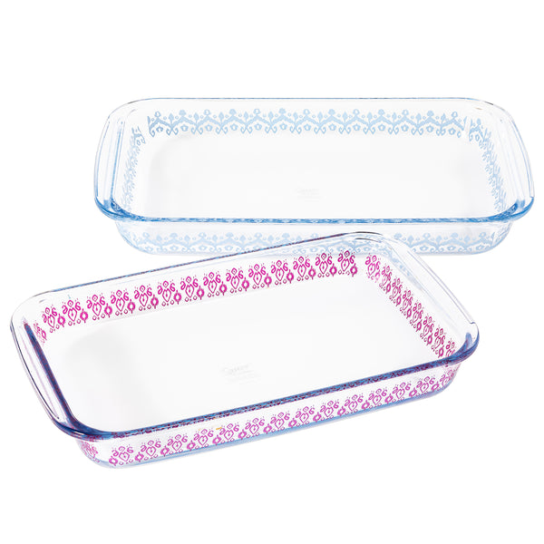 gibson home Spice by Tia Mowry Spicy Cloves 2-Pack 3.1-Quart and 2.3-Quart Oven Dishwasher and Microwave Safe Borosilicate Glass Bakeware Set