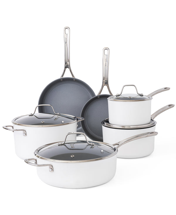 gibson home Sur La Table Angelie 10-Piece Enameled Aluminum Cookware Set w/ Premium Grey Ceramic Interior