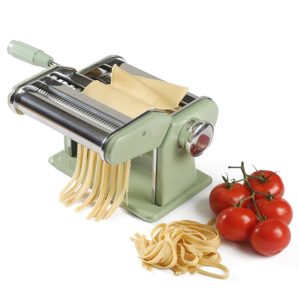 gibson home Sur La Table Kitchen Essential Va Bene Manual Pasta Maker Machine Noodle Maker with Rollers and Cutters Perfect for Spaghetti Fettuccini Lasagna or Dumpling Skin Silver Stainless Steel/Juniper Green gibson home Sur La Table Kitchen Essential Va Bene Manual Pasta Maker Machine Noodle Maker with Rollers and Cutters Perfect for Spaghetti Fettuccini Lasagna or Dumpling Skin Silver Stainless Steel/Juniper Green