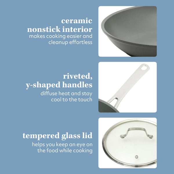 Gibson Home Sur La Table Kitchen Essentials Cool Commune Hard Anodized 10 Piece PFA Free Ceramic Non Stick Interior Forged Durable Aluminum Pots And Pans Cookware Set