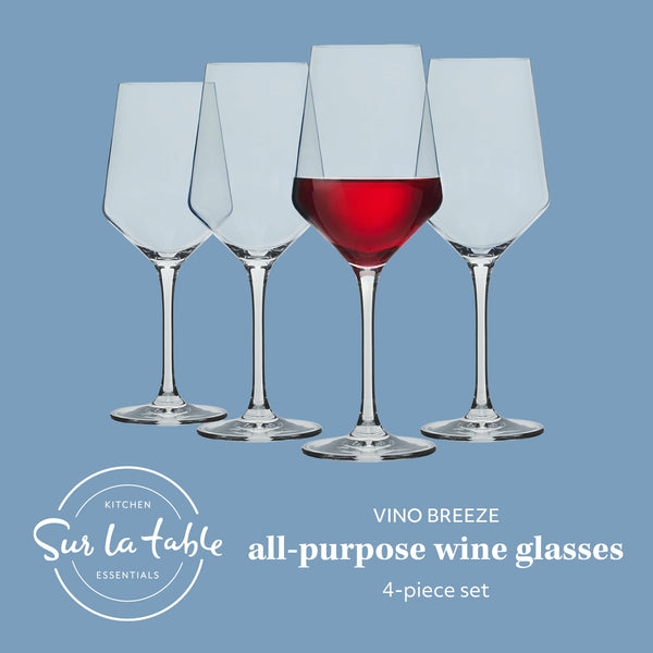 Gibson Home Sur La Table Kitchen Essentials Crystal Clear 14 OZ 4 Pack All Purpose White Wine Glass With Modern Curve Silhouette