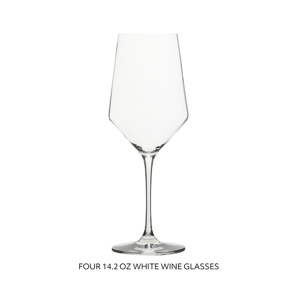 gibson home Sur La Table Kitchen Essentials Crystal Clear 14 OZ 4 Pack All Purpose White Wine Glass With Modern Curve Silhouette