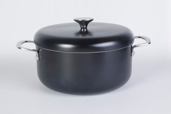 gibson home Sur La Table Kitchen Essentials Potluck Porch Aluminum Dutch Oven Pot With Aluminum Lid PFA FREE Ceramic Interior Cookware Pot - Induction - Black