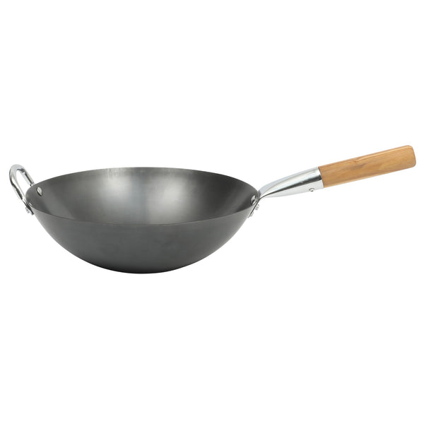 gibson home Sur La Table Kitchen Essentials Quick Fire Carbon Steel 13.5" Flat Bottom Wok
