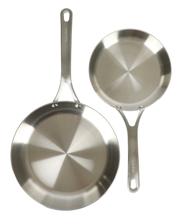 gibson home Sur La Table Pike and Pine 2-Piece 10 & 12 Inch Triply Stainless Steel Fry Pan Set w/ Stainless Steel Lids and Cast Handles gibson home Sur La Table Pike and Pine 2-Piece 10 & 12 Inch Triply Stainless Steel Fry Pan Set w/ Stainless Steel Lids and Cast Handles