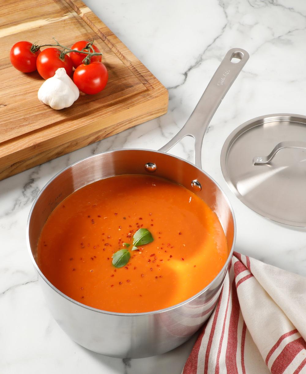 Gibson Home Sur La Table Pike And Pine 3.5-Quart Triply Stainless Steel Sauce Pan W/ Stainless Steel Lid And Cast Handle