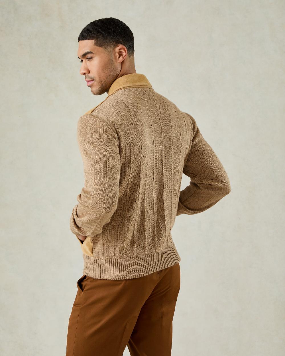Gieves & Hawkes Alexander Knit And Suede Bomber Jacket Camel