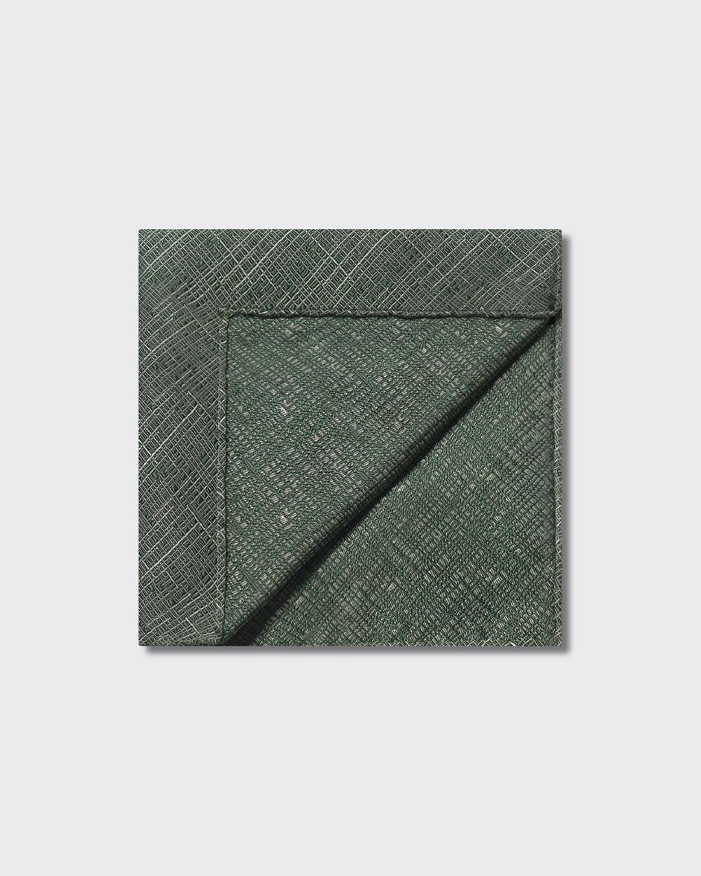 Gieves & Hawkes Barne Pocket Square Dark Green Crosshatch