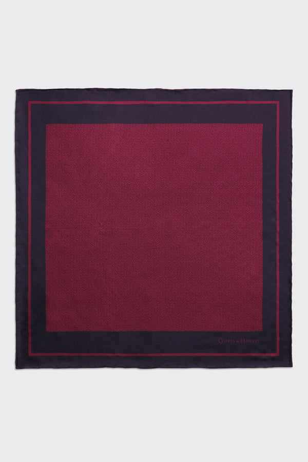 gieves & hawkes Barne Silk Pocket Square G&H Monogram Burgundy