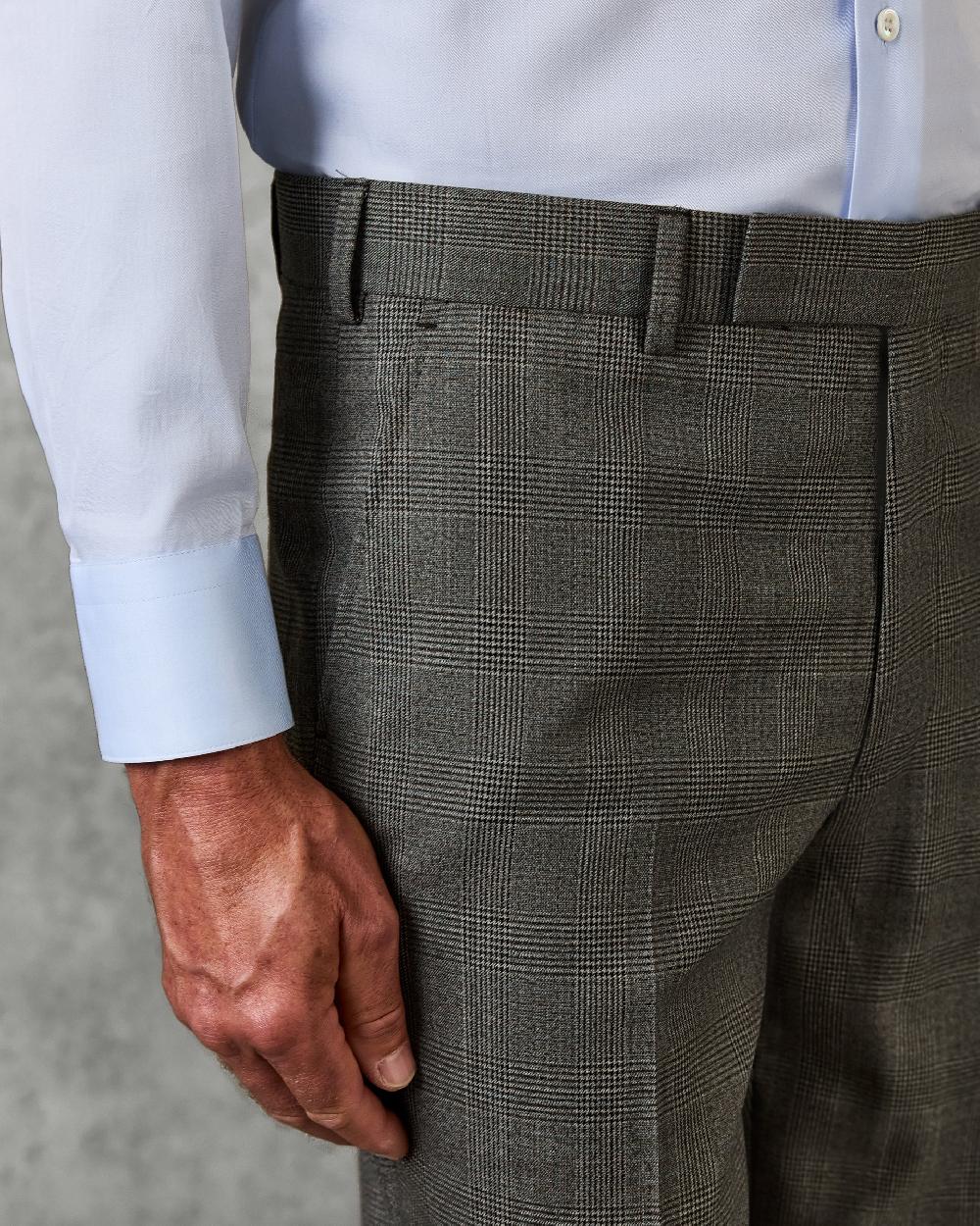 Gieves & Hawkes Bushell Wool Suit Trouser Brown Check