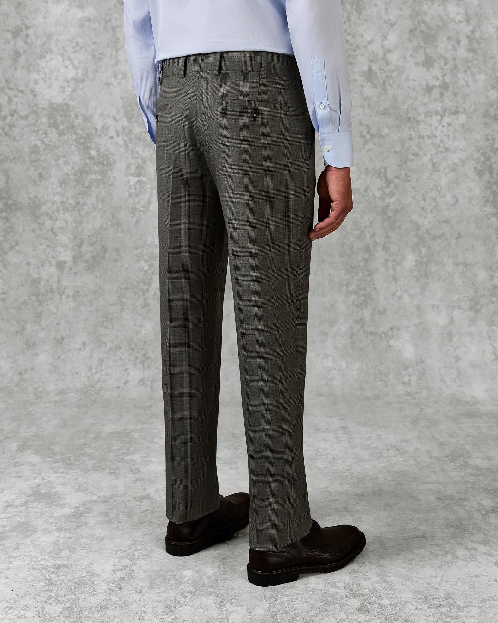 Gieves & Hawkes Bushell Wool Suit Trouser Brown Check