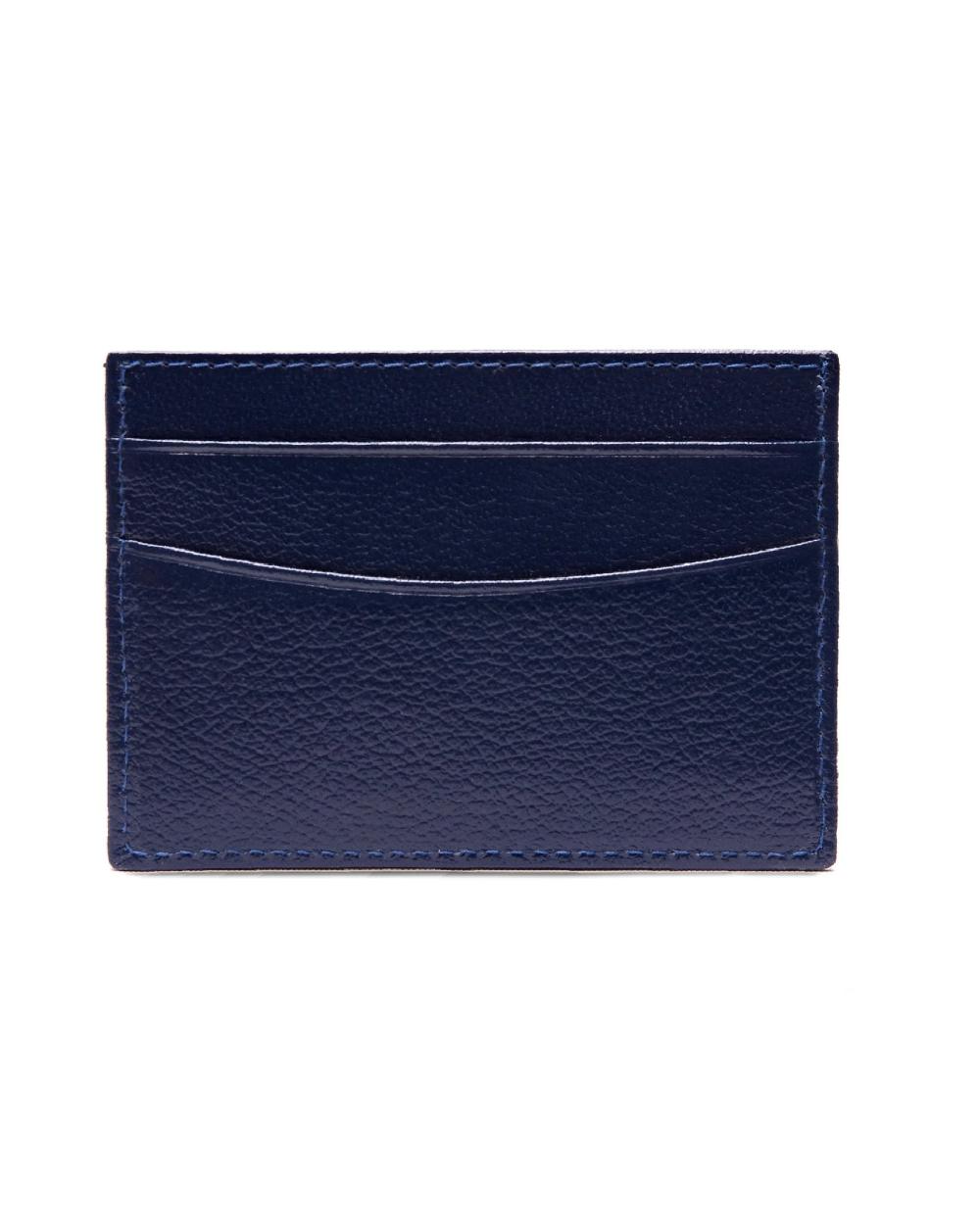 Gieves & Hawkes Capra Flat Credit Card Case - Marine Blue