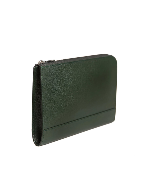 Gieves & Hawkes Capra Medium A5 & Ipad Zip Pouch Forest Green
