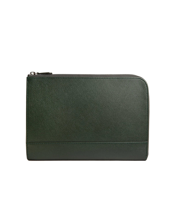 gieves & hawkes Capra Medium A5 & Ipad Zip Pouch Forest Green