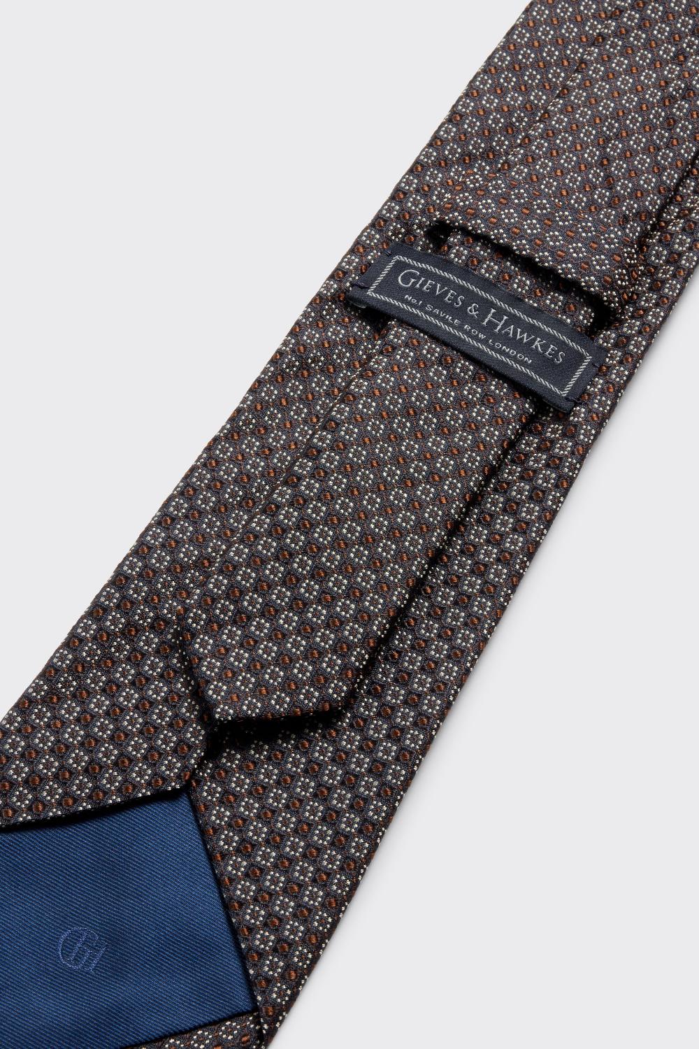 Gieves & Hawkes Carberry Silk Tie Dark Small Floral Brown