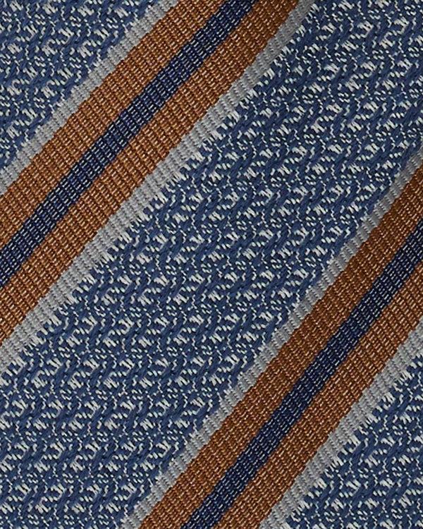 Gieves & Hawkes Carberry Silk & Wool Brown & Blue Stripe Tie