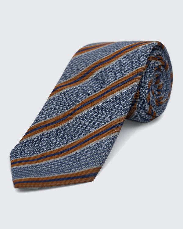 gieves & hawkes Carberry Silk & Wool Brown & Blue Stripe Tie