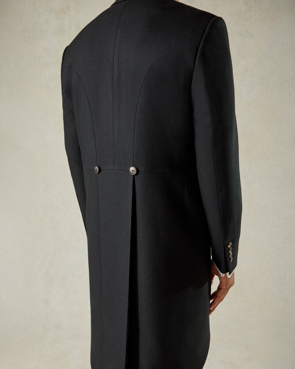 Gieves & Hawkes Cardale Wool Herringbone Morning Coat Black