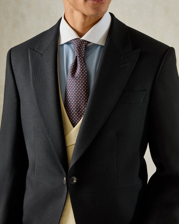 Gieves & Hawkes Cardale Wool Herringbone Morning Coat Black