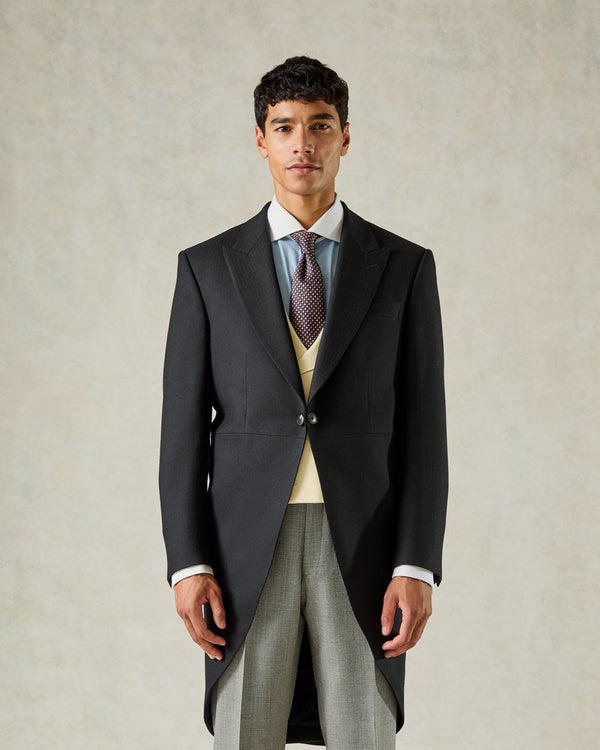 gieves & hawkes Cardale Wool Herringbone Morning Coat Black