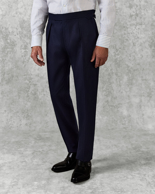 gieves & hawkes Cartwright Wool Single Pleat Trouser with Side Adjuster
