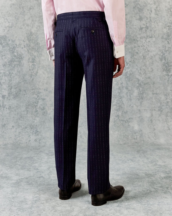Gieves & Hawkes Churchill Single Breasted Suit Navy Morse Code Flannel