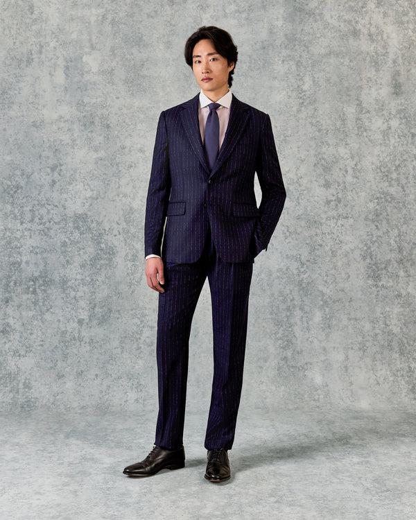 gieves & hawkes Churchill Single Breasted Suit Navy Morse Code Flannel