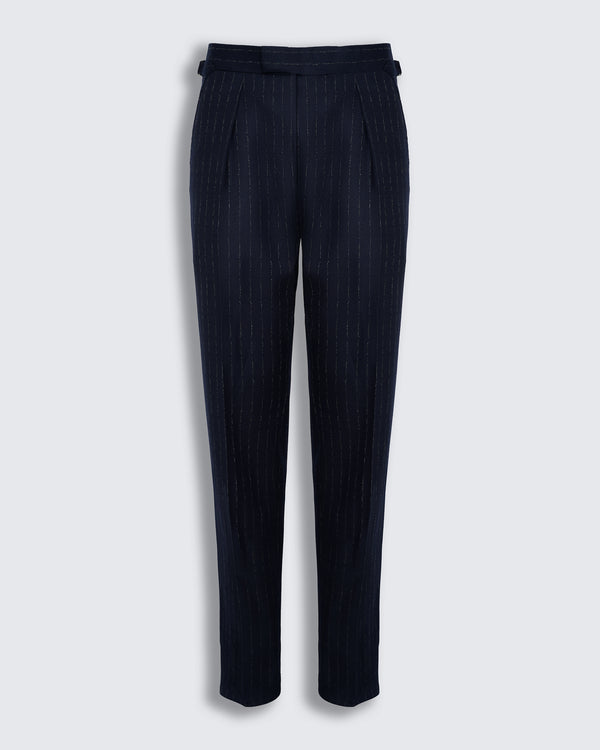 Gieves & Hawkes Churchill Suit Trouser Navy Morse Code Flannel
