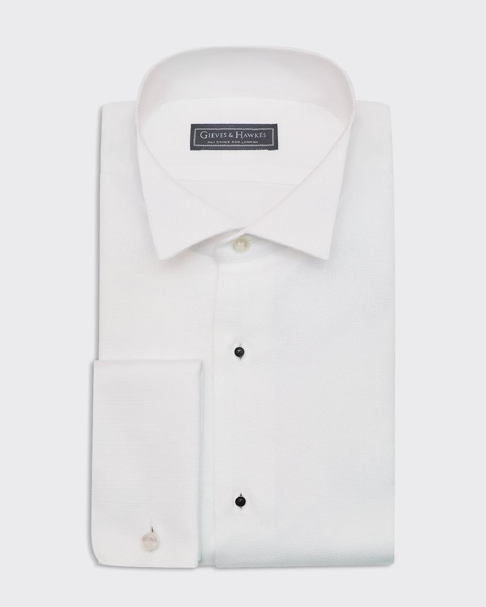 Gieves & Hawkes Dalton Double Cuff Wing Tip Collar Dress Shirt White