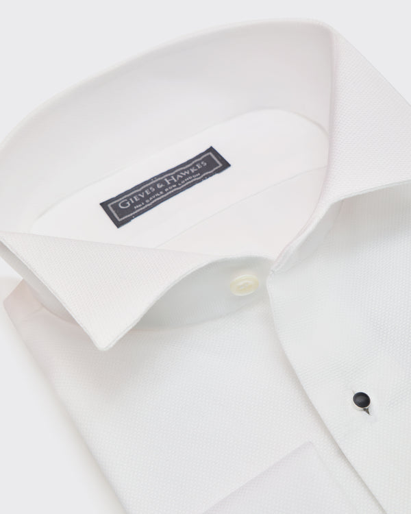 gieves & hawkes Dalton Double Cuff Wing Tip Collar Dress Shirt White