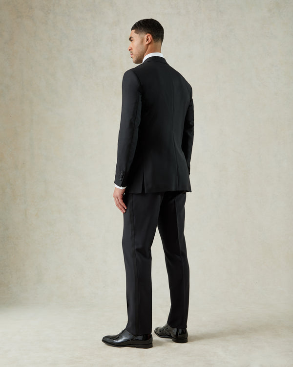 Gieves & Hawkes Davide Black Wool Mohair Barathea Double Breasted Dinner Suit