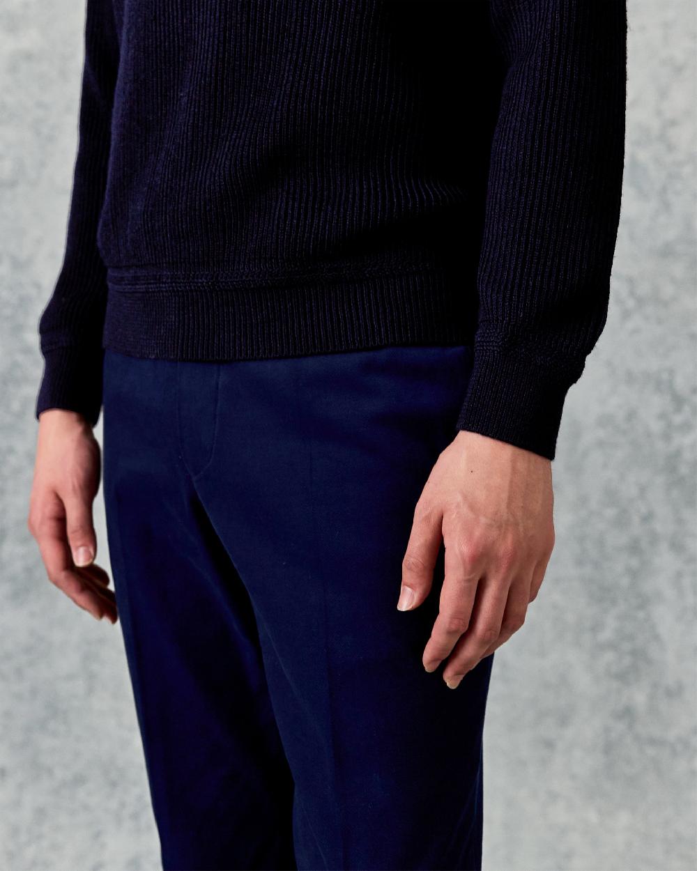 Gieves & Hawkes Denison Chunky Knit Roll Neck Dark Navy