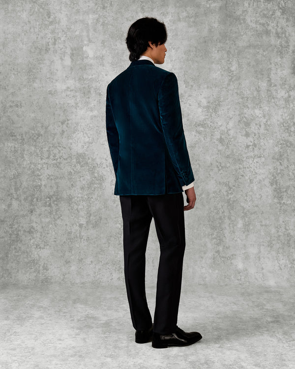Gieves & Hawkes Dennis Double Breasted Dress Jacket Teal Velvet