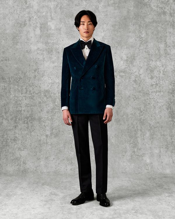Gieves & Hawkes Dennis Double Breasted Dress Jacket Teal Velvet