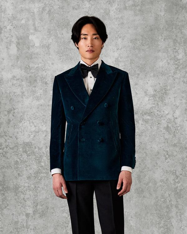 gieves & hawkes Dennis Double Breasted Dress Jacket Teal Velvet