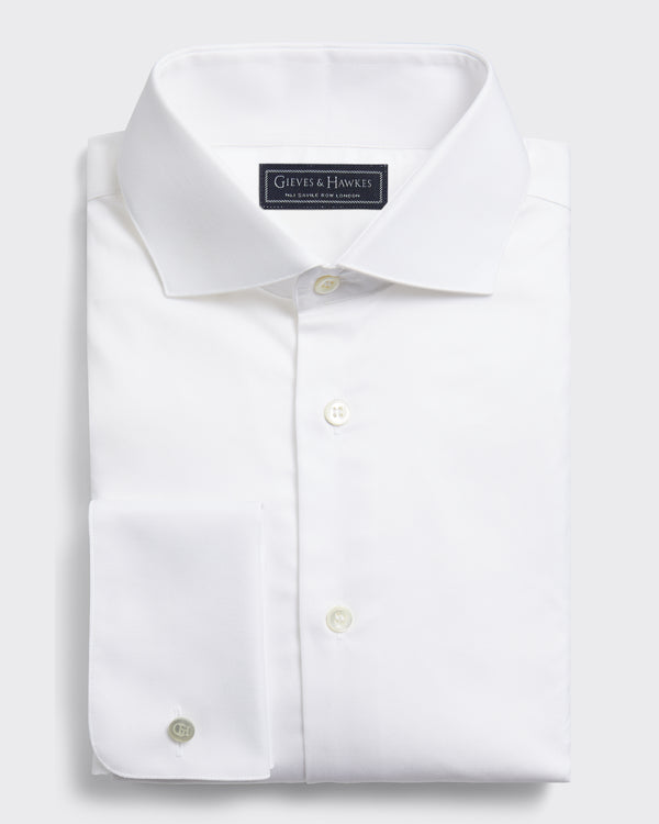 Gieves & Hawkes Digby Cotton Twill Single Cuff Shirt White