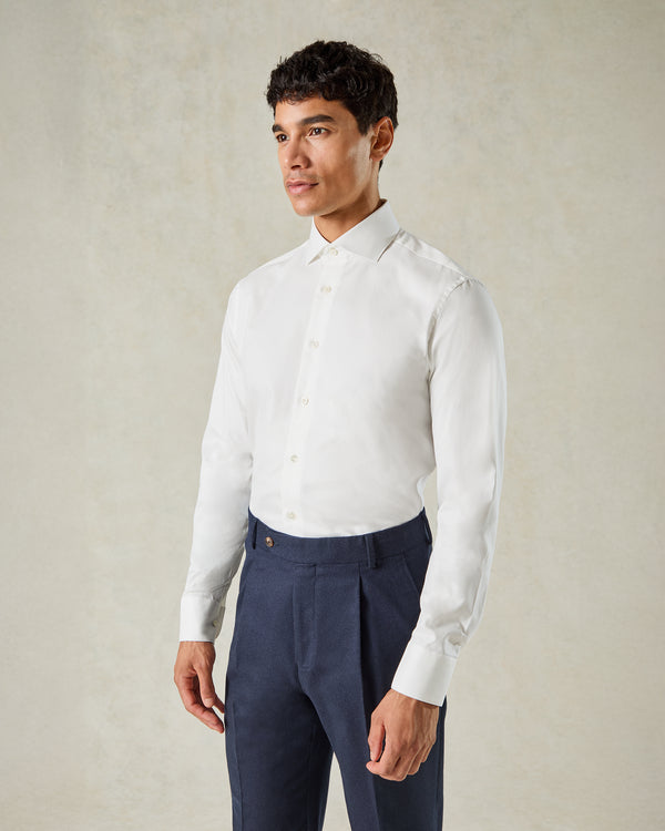 gieves & hawkes Digby Cotton Twill Single Cuff Shirt White