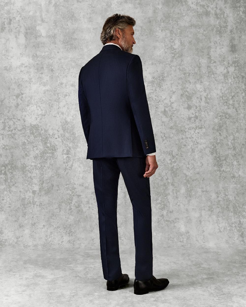 Gieves & Hawkes Doughty Double Breasted Wool Twill Suit Jacket Navy