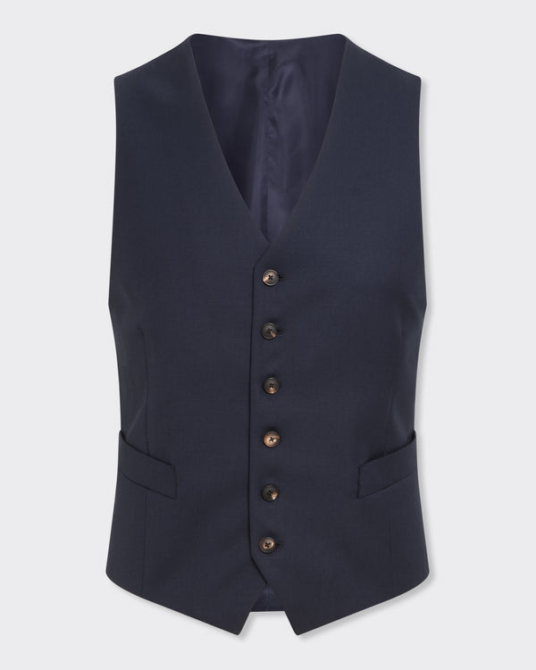 Gieves & Hawkes Doughty Wool Twill Suit Waistcoat Navy