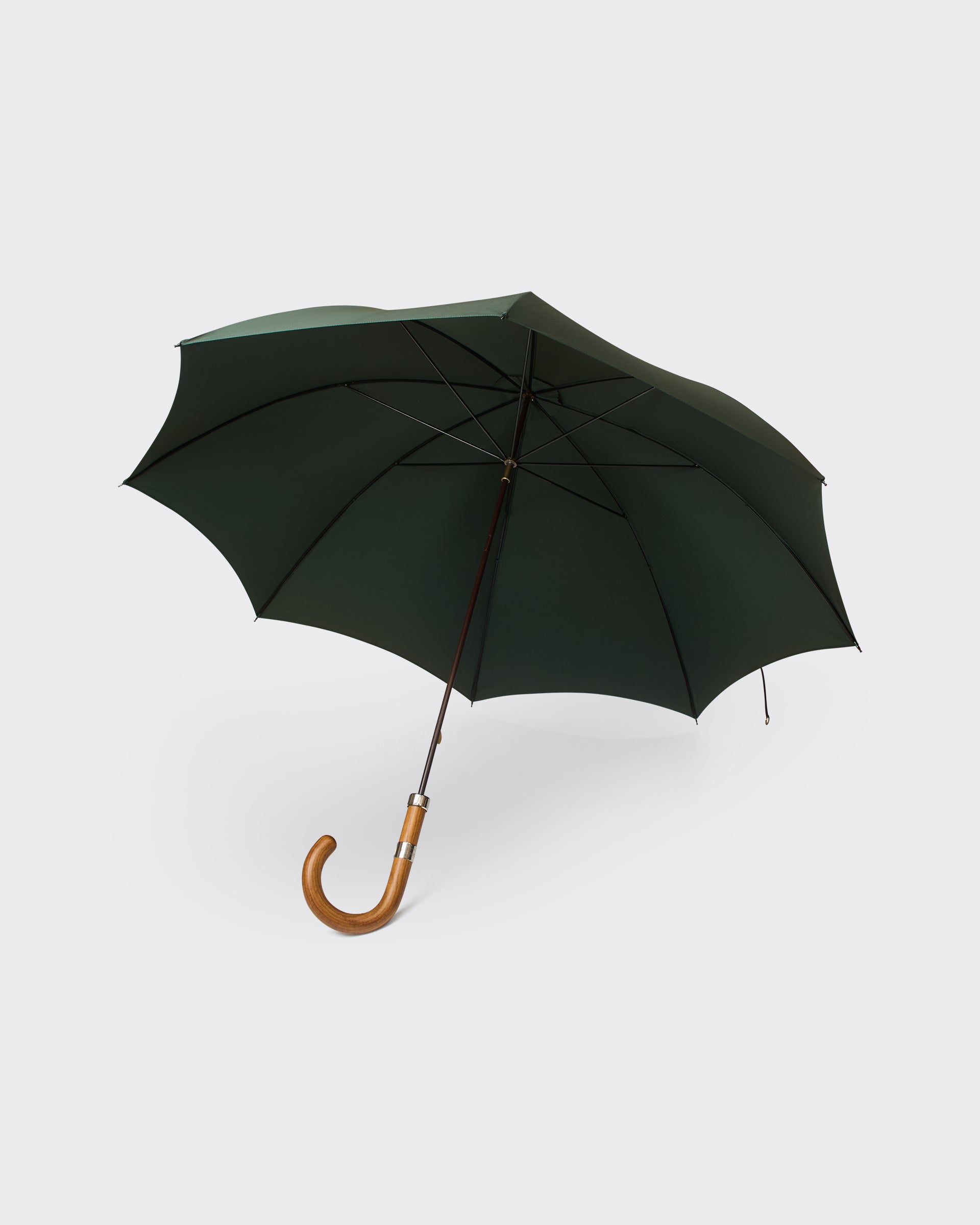 Gieves & Hawkes Fielding Umbrella With Wooden Handle Green