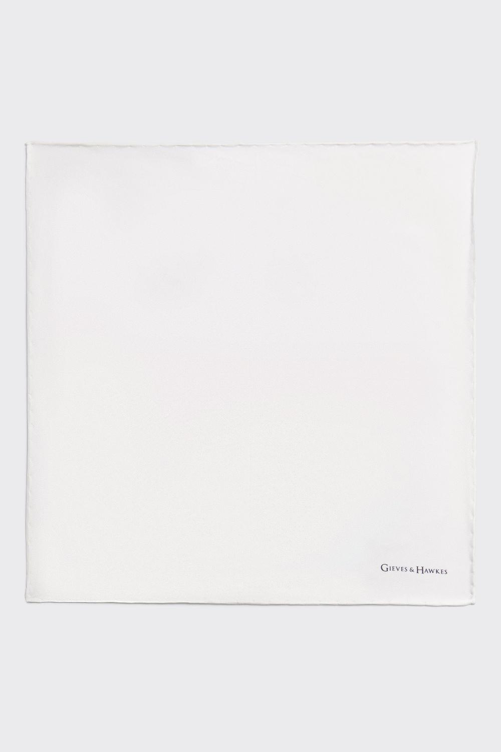 Gieves & Hawkes Barne Silk Pocket Square White