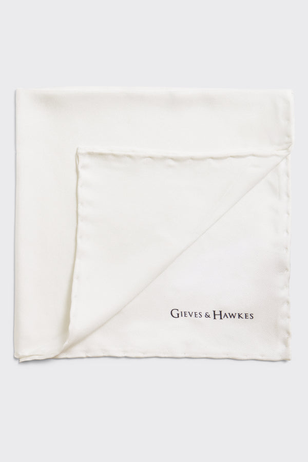 gieves & hawkes Barne Silk Pocket Square White