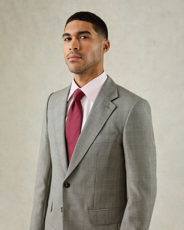 Gieves & Hawkes Bass Prince Of Wales Check Suit Grey