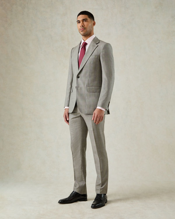 gieves & hawkes Bass Prince of Wales Check Suit Grey