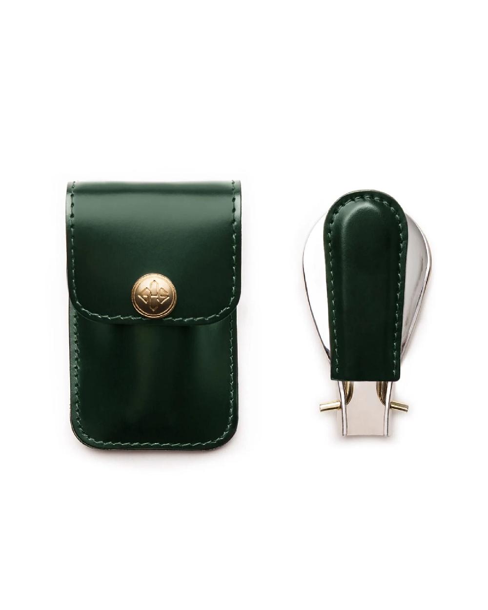 Gieves & Hawkes Bridle Hide Travel Shoe Horn Green