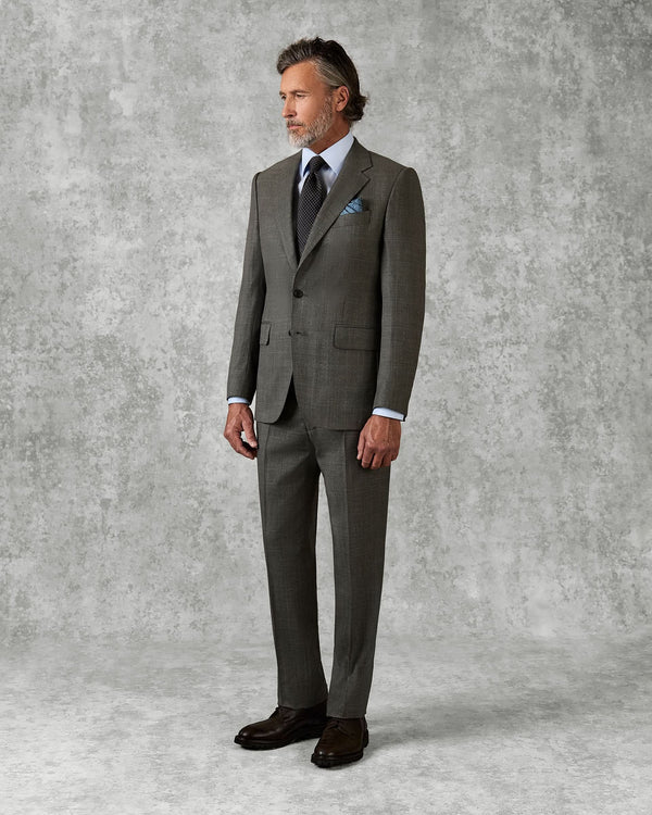 gieves & hawkes Bushell Wool Suit Brown Check