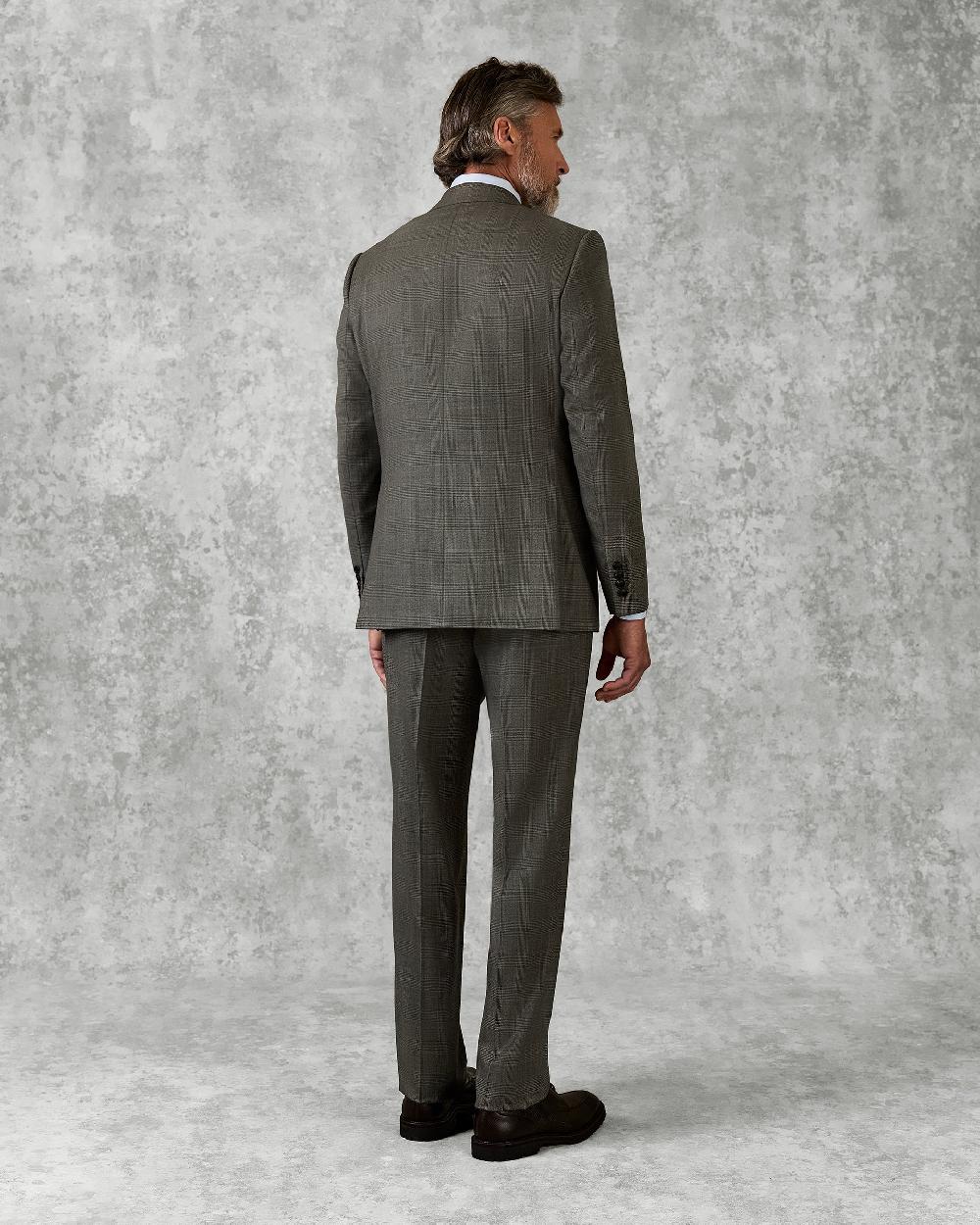 Gieves & Hawkes Bushell Wool Suit Jacket Brown Check