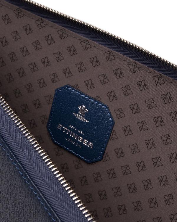 Gieves & Hawkes Capra Large Zip Pouch - Marine Blue